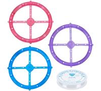 SOFPLATE 1 Box 3Pcs Wind Chime Supplies Wind Chime Top Ring with Elastic Thread Multiple Holes Acrylic Pink Purple Blue Rings Frames DIY Windchime Circles Kit for Outdoor Home Garden Patio Suncatcher