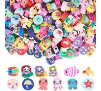 SOFPLATE 1 Box 4 Styles 320Pcs Summer Polymer Clay Beads Ocean Clay Beads Bulk Loose Sea Animals Fish Octopus Mermaids Cartoon Spacers for Jewellery Making Findings Bracelet Necklace DIY Hair Clip
