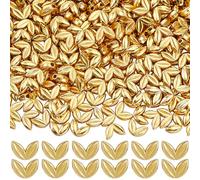 SOFPLATE 1 Box 400Pcs Gold Leaf Spacer Bead Alloy Spacer Beads with Hole Small Ear of Wheat Leave Plant Metal Spacer Loose Beads for Jewelry Making Charms Bracelets Necklaces Supplies DIY Crafting