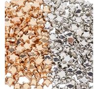 SOFPLATE 1 Box 400pcs Gold Plastic Star Beads Large Gold Star Beads Silver and Golden Five Pointed Stars Button Pentagram Loose Spacers Large Hole Bead for jewellery Making Bracelets women Necklaces D