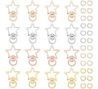 SOFPLATE 1 Box 40Pcs 4 Colors Star Key Chain Clip Swivel Keychain Clasp Gold Silver Colorful Metal Lobster Claw Alloy Trigger Snap Clasps Accessories for Car Keys Lanyards Bags Purses DIY Crafts Decor