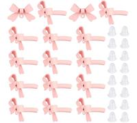 SOFPLATE 1 Box 40Pcs Bow Earrings Findings Earring Post with Loop Pearl Pink Small Bowknot Tie Ear Nuts 925 Sterling Silver Pin Alloy Earring Studs for Jewellery Making Earrings Supplies DIY Crafting