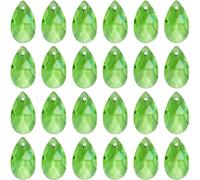 SOFPLATE 1 Box 40pcs Faceted Teardrop Charms Green Glass Teardrop Beads Pale Green Tear Drop Pear Crystal Prism August Birthstone Charms For jewellery Making Charms Lamp Home Hanging Decoration DIY