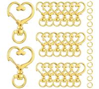 SOFPLATE 1 Box 40Pcs Heart Swivel Keychain Clasp Gold Swivel Snap Hooks Spring Lobster Claw Alloy Metal Hanging Key Chain Findings Accessories for DIY Jewellery Making Keychains Lanyards Bags Crafts