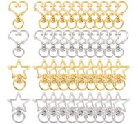 SOFPLATE 1 Box 40Pcs Heart Swivel Keychain Clasp Star Keychain Clip Bulk Metal Lobster Claw Alloy Gold Spring Snap Hook Hanging Buckle Key Ring Findings for Handmade Keychains Lanyards Bags DIY Crafts