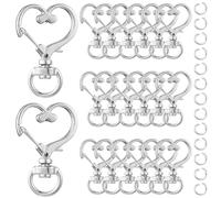SOFPLATE 1 Box 40Pcs Heart Swivel Keychain Clasp Swivel Spring Snap Hook Alloy Silver Lobster Claw Metal Hanging Buckle Key Ring Findings for DIY Jewellery Making Keychains Lanyards Bags Crafts Decor