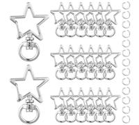 SOFPLATE 1 Box 40Pcs Star Shape Keychain Clip Keyring Swivel Clasp Alloy Silver Spring Snap Hooks Lobster Claw Metal Key Chains Findings Accessories for DIY Jewellery Making Keys Lanyards Bags Crafts