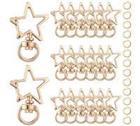 SOFPLATE 1 Box 40Pcs Star Shaped Keychain Clasp Swivel Lobster Clasp Light Gold Alloy Spring Snap Hooks Claw Metal Keyring Findings Accessories for DIY Jewellery Making Keychains Lanyards Bags Crafts