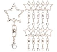 SOFPLATE 1 Box 40Pcs Star Shaped Keychain Clip Silver Star Clasp Bulk Alloy Lobster Claw Clasps with Swivel Hook Hanging Buckle Spring Gate Ring for DIY Crafts Key Ring Making Keychain Accessories