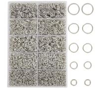 SOFPLATE 1 Box 4200Pcs 5 Sizes Silver Jump Rings Jump Hoops Bulk Set Iron Unsoldered Round Chainmail Connector Rings for Jewellery Making Earring Necklace Bracelet Pendant Crafts Supplies Repair
