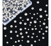 SOFPLATE 1 Box 480Pcs 6 Sizes Clear Sew on Rhinestones Glass Sew on Crystals 3/4/5/6/7/8mm Square Gems Flatback Prong Claw Crystals with Iron Base for DIY Jewellery Making Clothes Shoes Dress Crafts