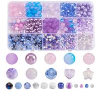 SOFPLATE 1 Box 480Pcs Assorted Purple Glass Beads Round Crystal Beads kit 20g Spacer Seed Beads 4mm Faceted Crystal Beads for Jewellery Making Accessories DIY Bracelets Earrings Necklace Phone Charm