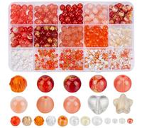 SOFPLATE 1 Box 480Pcs Bracelet Making Kit Assorted Beads 8mm Round Glass Beads Orange 20g Spacer Seed Beads 4mm Faceted Crystal Beads for Jewelry Making DIY Bracelets Earrings Necklace Phone Charm