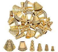 SOFPLATE 1 Box 48Pcs 6 Styles Gold Cone Bead Caps Metal Bead End Caps Alloy Antique Tibetan Vintage Retro Small Spacer Charms Findings Accessories for Jewellery Making Necklaces Bracelets DIY Crafts
