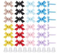 SOFPLATE 1 Box 48Pcs 8 Colors Colorful Bow Earrings Findings Bow Earring Posts with Loop 100Pcs Ear Nuts Cute Sterling Silver Pins Alloy Dangle Ear Stud Accessories for Jewellery Making DIY Crafts