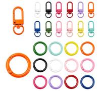 SOFPLATE 1 Box 48Pcs Swivel Keychain Hooks Round Spring O Rings Trigger Colorful Alloy Key Chain Snap Hook Clasps Heavy Duty Metal Keyring Clasp Clip for Keychains Bag Purse Lanyard Supplies DIY Craft