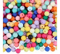 SOFPLATE 1 Box 500Pcs 8mm Matte Beads Round Acrylic Beads Opaque Frosted Colorful Ball Bubblegum Rubberized Imitated Silicone Smooth Loose Spacer Bead for Jewelry Making Bracelet Necklace DIY Crafts