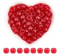 SOFPLATE 1 Box 500Pcs 9x6mm Sparkly Plastic Beads Pony Bead Bulk Transparent Red Large Hole Plastic Barrel Christmas Assorted Kandi Spacers for Jewellery Necklace Making Braids Bracelet DIY Crafts
