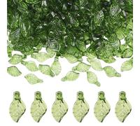 SOFPLATE 1 Box 500Pcs Acrylic Leaf Charms Green Leaf Shaped Beads Bulk Tiny Transparent Spring Summer Plant Bead Leaves Pendants for Jewelry Making Earrings Necklaces Bracelets DIY Crafts Accessories