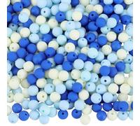 SOFPLATE 1 Box 500Pcs Frosted Acrylic Beads 8mm Matte Blue Beads Small Round Ball Opaque Bubblegum Rubberized Imitated Silicone Smooth Loose Spacer Bead for Jewelry Making Bracelet Necklace DIY Crafts