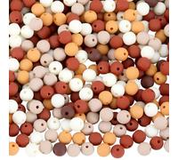 SOFPLATE 1 Box 500Pcs Frosted Acrylic Beads 8mm Matte Plastic Beads Bulk Mix Colors Coconut Brown Pastel Matte Balls Round Loose Bead for Bracelet Necklace jewellery Making Kit Keychain DIY Supplies