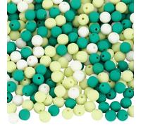 SOFPLATE 1 Box 500Pcs Matte Round Beads 8mm Acrylic Bead Bulk Plastic Green Frosted Pastel Matte Mix Bubblegum Loose Spacer Beads for Bracelets Necklaces Earrings jewellery Making Beading DIY Supplies