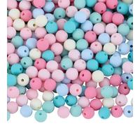 SOFPLATE 1 Box 500Pcs Rainbow Acrylic Beads Round Plastic Bead Bulk 8mm Candy Color Plastic Balls Bubble Gum Pastel Matte Loose Spacer Beads for jewellery Making Bracelets Necklaces Earrings DIY Craft