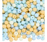 SOFPLATE 1 Box 500Pcs Round Matte Beads Frosted Acrylic Round Beads Opaque Yellow 8mm Small Ball Rubberized Imitated Silicone Bubblegum Smooth Loose Bead for Jewelry Making Bracelet Necklace DIY Craft