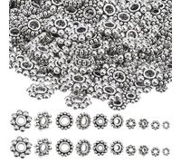 SOFPLATE 1 Box 500pcs Tibetan Silver Spacer Beads Silver Daisy Spacer Beads Small Assorted Metal Snowflake Flowers Bead Bulk for Jewelry Making Earrings Christmas Bracelets Supplies Diy Crafts