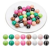 SOFPLATE 1 Box 50pcs 15 mm Acrylic Beads Bubblegum Beads Bulk Opaque Colorful Large Glitter powders Loose Spacer Chunky Plastic Stripe Bead for Jewellery Making Beading Pen Necklace Bracelet DIY Craft
