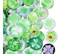 SOFPLATE 1 Box 50pcs 25mm Lucky Four-Leaf Clover Glass Cabochons St Patrick’s Day Green Clover Glass Stone Colourful Nuggets Charms for DIY Crafts Jewellery Making Home Decor Saint Patrick’s Day Gift