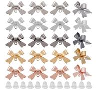 SOFPLATE 1 Box 50Pcs Earring Post with Loop Bow Stud Earring Post Bow Tie Gold Brass Real 18k Gold Plated Earring Stud with Ear Nuts Bow Knot Findings for Jewellery Making Earrings Supplies Diy Crafts