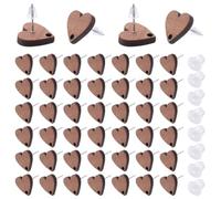 SOFPLATE 1 Box 50Pcs Wooden Earring Studs Wood Earring Posts with Loop Heart Shaped Stud Earring Findings with Ear Nut Brown Flat Pad Blank Earring Studs for Jewellery Making Supplies Earring DIY