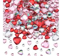SOFPLATE 1 Box 576Pcs Acrylic Heart Rhinestone 18mm 16mm 12mm 10mm 6mm Heart Shaped Flatback Rhinestones Crystal Flat Back Hearts Gems for Jewellery Making Valentines Day Wedding Decoration DIY Crafts