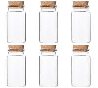 SOFPLATE 1 Box 6 Pack 50ml Glass Bottles Cork Top Glass Jars Decorative Vials Glass Bottles Clear Empty Favor Jars for Candy Spices Wedding Favors DIY Crafts Party Gifts Containers 1.46 x 2.76In