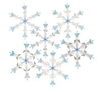 SOFPLATE 1 Box 6 Pack Glass Snowflake Ornaments Beaded Snowflake Christmas Ornament Craft Kit Blue Pink Iron Wire Crystal Snowflakes Hanging Decorations for Christmas Tree Chandelier Home Party Decor