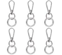 SOFPLATE 1 Box 6 Sets Double Opening Swivel Snap Hook Keychain Swivel Hook with Spring Gate O Rings Platinum Metal Lobster Clasp Clip Alloy Key Chains for Keychains Lanyards Purse Jewelry DIY Making