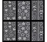 SOFPLATE 1 Box 6 Sheets 3 Styles Rhinestones Tattoo Rhinestones Face Stickers Bulk Heart Star Bear Rabbit Ribbon Bow White Self Adhesive Gems for Face Body Eyes Jewellery DIY Crafts Decor Supplies