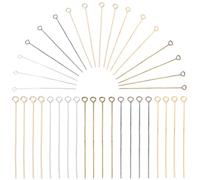 SOFPLATE 1 Box 600Pcs 2 Inch 50mm 6 Colors Eye Pins Beading Pin Mixed Color Straight Flat Wire Brass Metal End Headpins Eyepins for Jewellery Making Earring Bracelet Necklace DIY Crafts Supplies Women