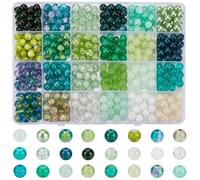 SOFPLATE 1 Box 600Pcs 24 Colors Green Glass Beads 8mm Bulk St Patrick Day Beads Spring Nature Small Round Acrylic Pearl Holiday Frosted Loose Crackle Beads for Jewellery Making Bracelet Earring Crafts