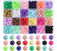 SOFPLATE 1 Box 600Pcs 24 Colors Round Acrylic Beads 8mm Opaque Beads Bulk Rainbow Ball Plastic Bubblegum Chunky Pastel Loose Acrylic Candy Beads for Jewelry Making Necklaces Bracelets Craft Supplies