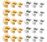 SOFPLATE 1 Box 600Pcs 3.2mm 4mm 5mm Crimp Bead Cover Half Round Open Crimp Beads Knot Covers Brass Crimper Spacer Bead End caps Findings for jewellery Making Supplies Crimping Bead DIY Crafts Bracelet