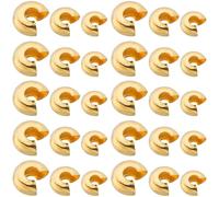 SOFPLATE 1 Box 600Pcs 3.2mm 4mm 5mm Crimp Bead Knot Covers Gold Crimp Bead capss Half Round Open Crimping End Tip Brass Crimper Spacer Beads Findings for jewellery Making Supplies DIY Bracelets Crafts