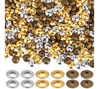 SOFPLATE 1 Box 600Pcs 3 Colors Gold Flat Round Spacer Beads 6mm Alloy Beads Small Tibetan Style Smooth Disc Loose Bead Spacers for Jewelry Making Beadable Bracelets Necklaces Supplies DIY Crafting
