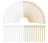 SOFPLATE 1 Box 600Pcs 30mm Eye Pins Bulk Eyepins Brass Long Headpins Gold Silver Open Eye Pin Loop Head Pins Findings for jewellery Making Accessories DIY Necklaces Bracelets Earrings Crafts Supplies