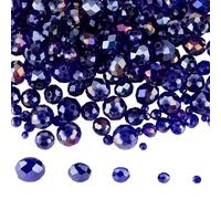 SOFPLATE 1 Box 600Pcs 5 Sizes Blue Crystal Bead Glass Faceted Beads Bulk AB Color Gemstone Rondelle Loose Bead Spacers for Bracelet Necklace Earrings Beading Jewellery Making Wind Chimes DIY Crafts