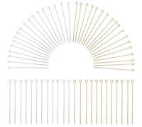 SOFPLATE 1 Box 600Pcs 50mm Eye Pins jewellery Eye Pin Gold Silver Bulk Eyepins Long Headpins Brass Open Head Pins Findings for jewellery Making Accessories DIY Necklaces Bracelets Earrings Crafts Supp