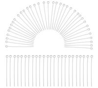 SOFPLATE 1 Box 600Pcs Silver Eye Pins Bulk jewellery Eyepins 40mm Long Headpins Brass Eye Pin Open Head Pins Findings for jewellery Making Accessories DIY Necklaces Bracelets Earrings Crafts Supplies