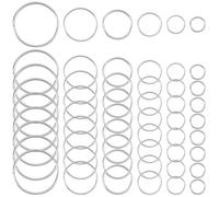 SOFPLATE 1 Box 60Pcs 15mm 20mm 26mm 32mm 38mm 50mm O Ring Buckles Multi Purpose Silver O Rings Round Metal Key Chain Accessories Rings for Hardware Bags Dog Leashes Craft Project DIY Keychains Belts