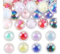 SOFPLATE 1 Box 60Pcs 20MM Shiny Beads Acrylic Pen beads Plastic Round Ball Sweet Twinkling Bubblegum Pastel Color Transparent Sugar Spacers for Beadable Pens DIY Keychains Bracelets Necklaces Decor